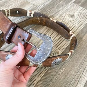 TONY LAMA Brown Leather Western Rodeo Cowboy Belt Size M/L